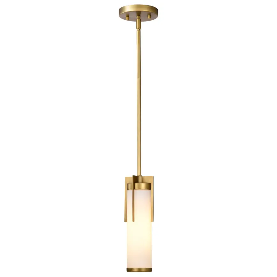 Roselle Mini Pendant in Natural Brass with White Glass - Image 6