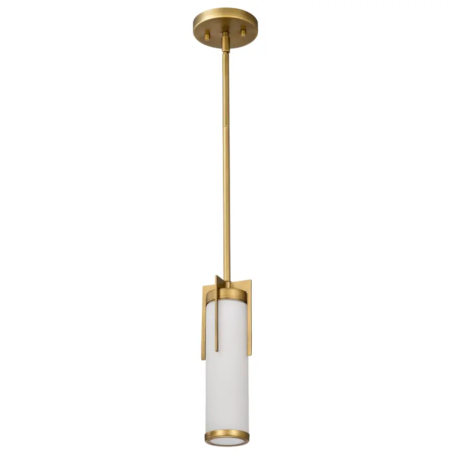 Roselle Mini Pendant in Natural Brass with White Glass - Image 7