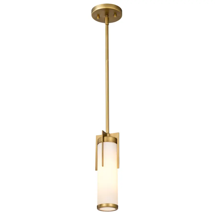 Roselle Mini Pendant in Natural Brass with White Glass - Image 8
