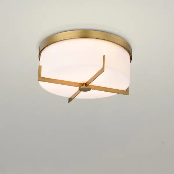 Roselle 15" Flush Mount in Natural Brass with White Glass - Image 3