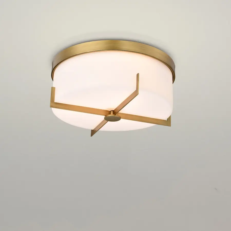 Roselle 15" Flush Mount in Natural Brass with White Glass - Image 3