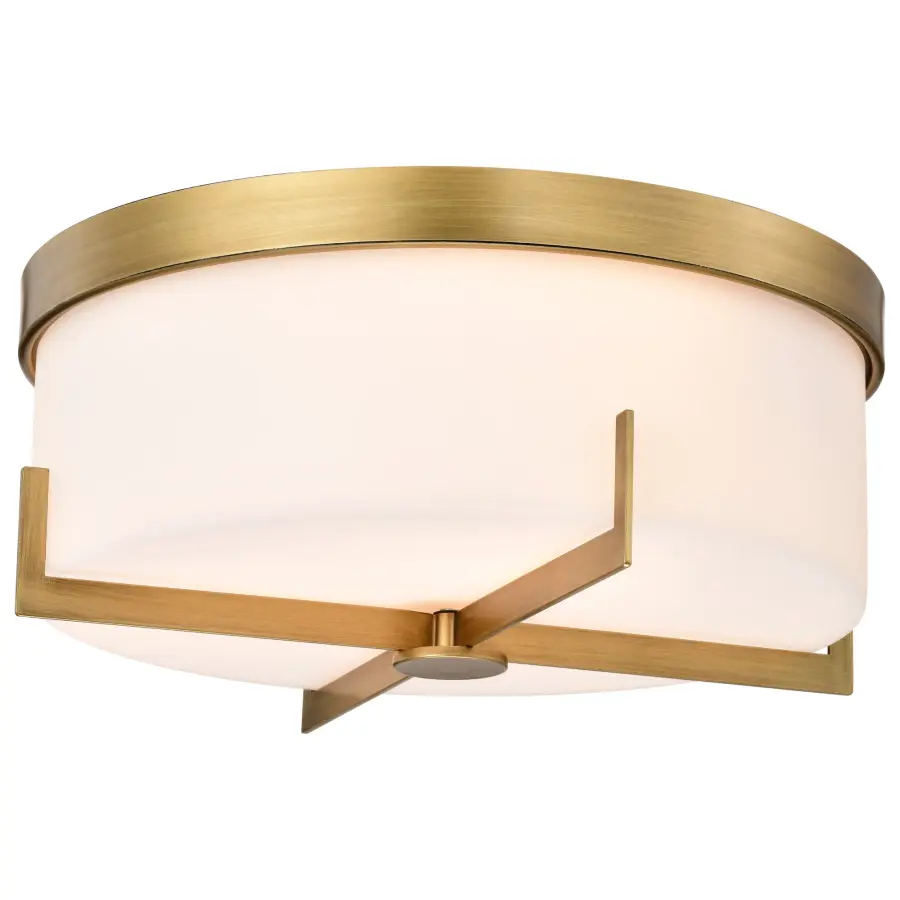 Roselle 15" Flush Mount in Natural Brass with White Glass - Image 4