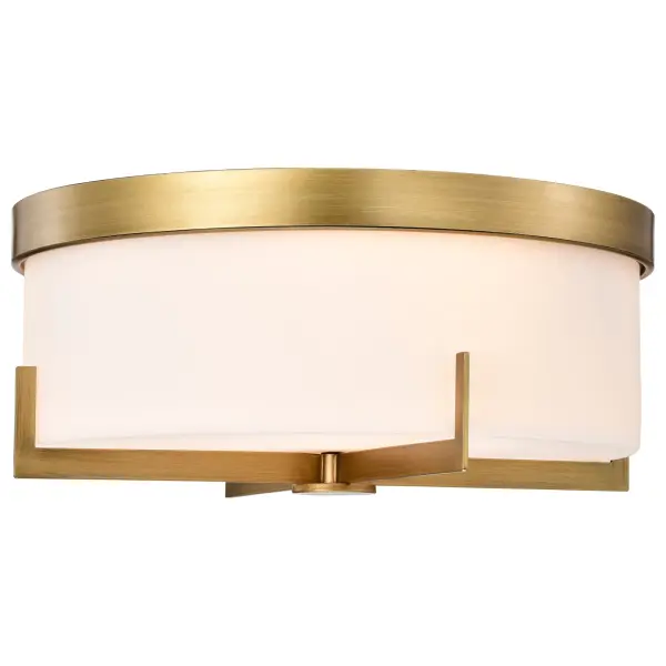 Roselle 15" Flush Mount in Natural Brass with White Glass - Image 6