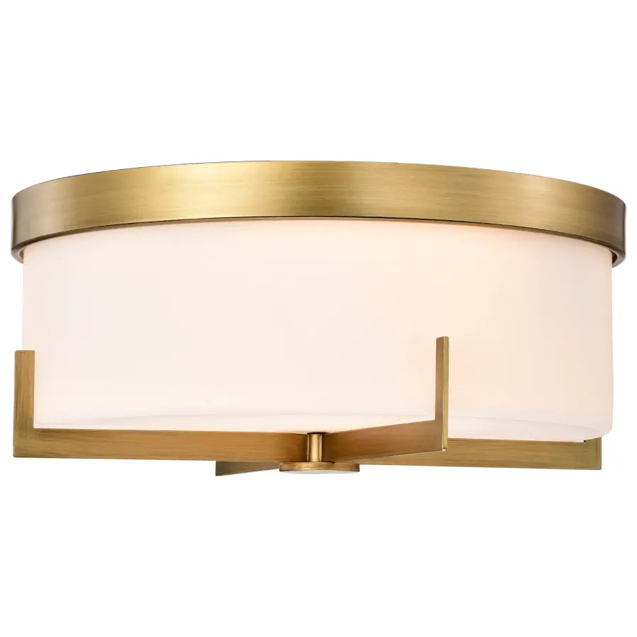 Roselle 15" Flush Mount in Natural Brass with White Glass - Image 6
