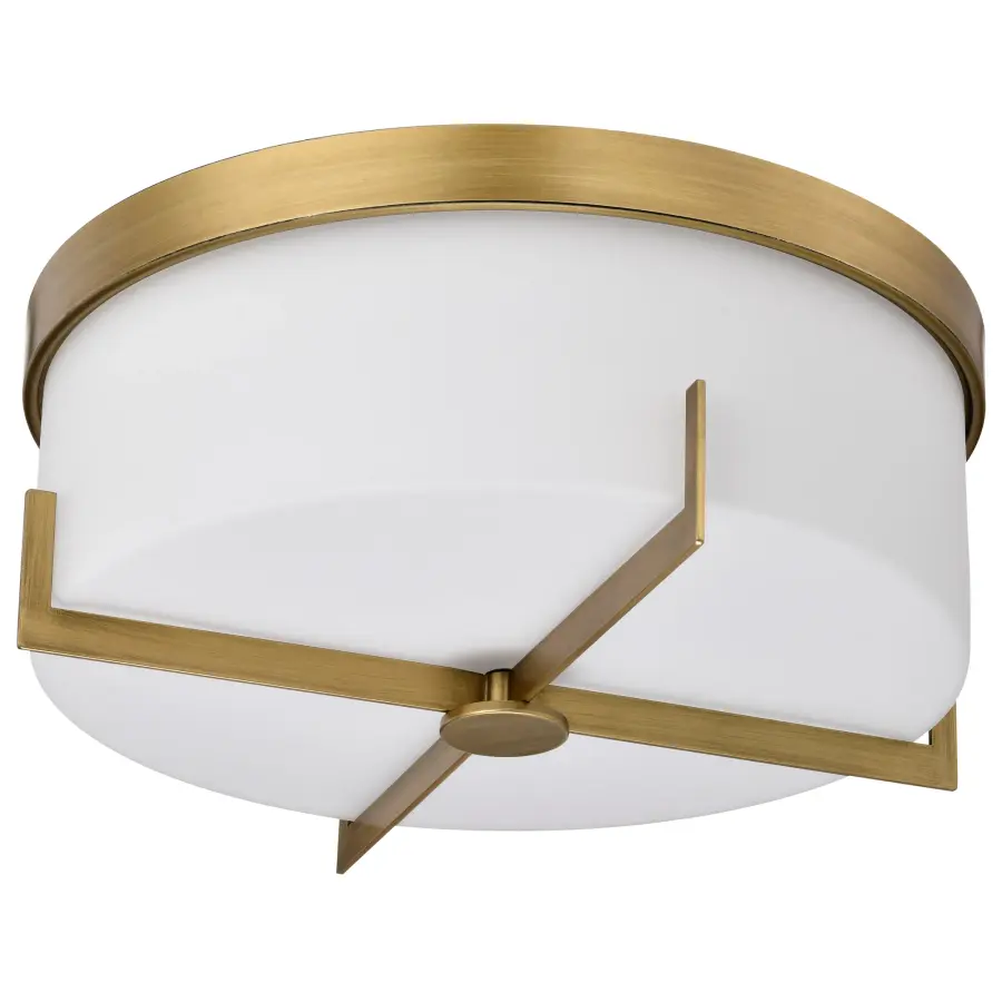 Roselle 15" Flush Mount in Natural Brass with White Glass - Image 7