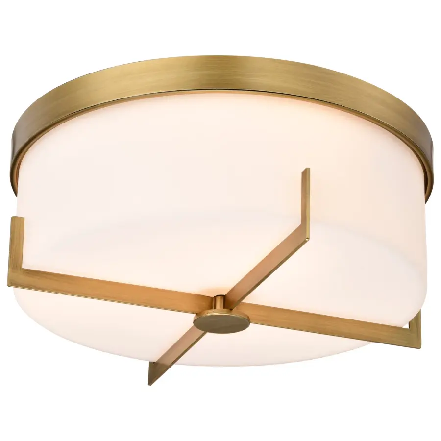 Roselle 15" Flush Mount in Natural Brass with White Glass - Image 8