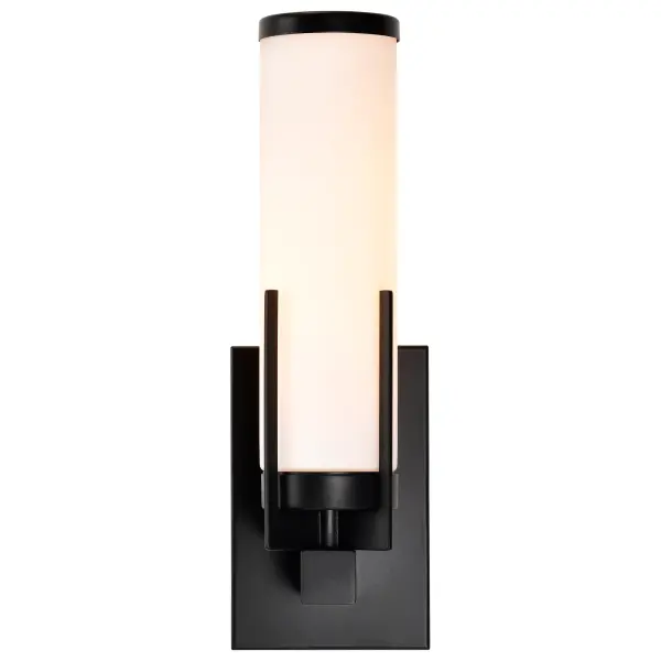 Roselle 1-Light Vanity in Matte Black with White Glass - Image 12