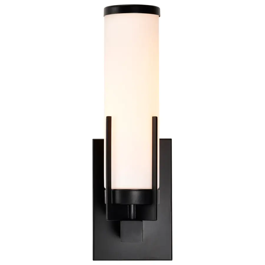 Roselle 1-Light Vanity in Matte Black with White Glass - Image 12