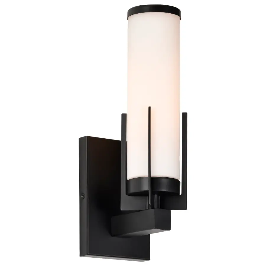 Roselle 1-Light Vanity in Matte Black with White Glass - Image 4