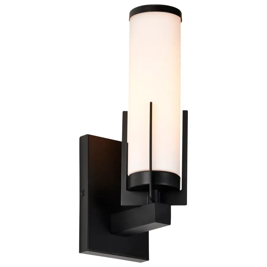 Roselle 1-Light Vanity in Matte Black with White Glass - Image 6