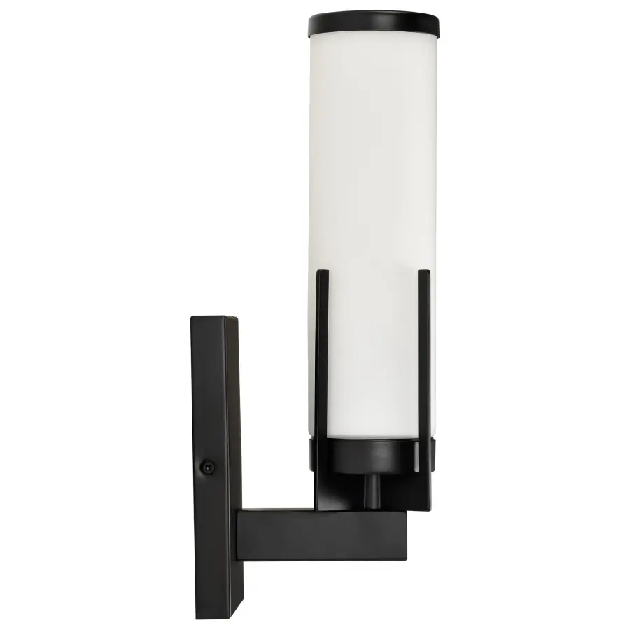 Roselle 1-Light Vanity in Matte Black with White Glass - Image 9
