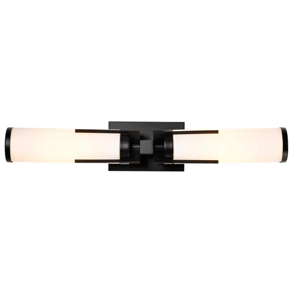 Roselle 2-Light Vanity in Matte Black with White Glass - Image 12