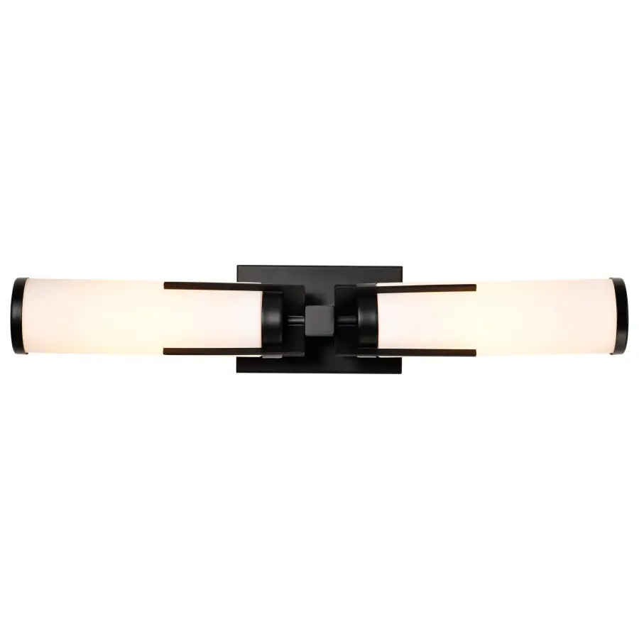Roselle 2-Light Vanity in Matte Black with White Glass - Image 12