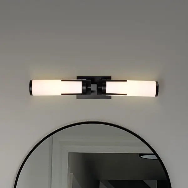Roselle 2-Light Vanity in Matte Black with White Glass - Image 3
