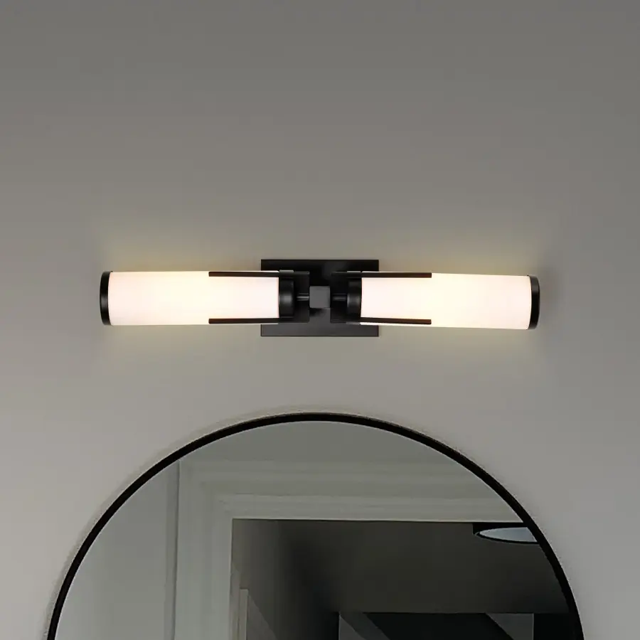 Roselle 2-Light Vanity in Matte Black with White Glass - Image 3