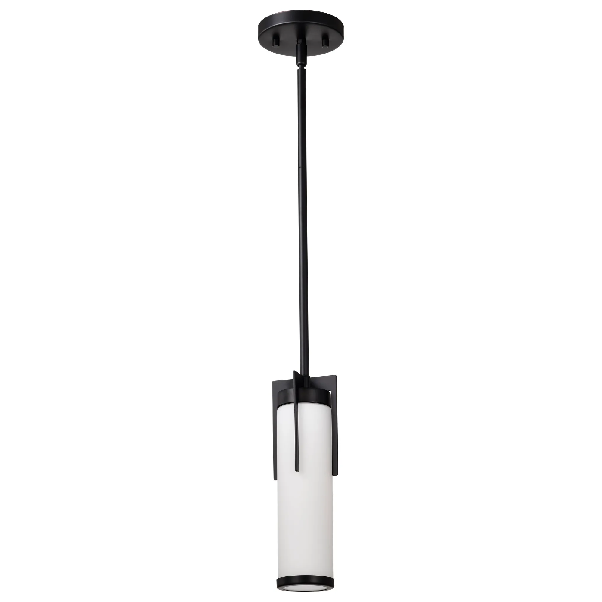 Roselle Mini Pendant - Matte Black with White Glass