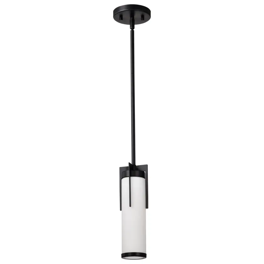 Roselle Mini Pendant - Matte Black with White Glass - Image 1