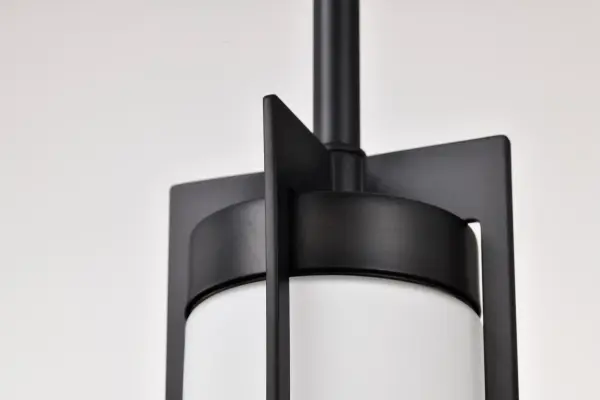 Roselle Mini Pendant - Matte Black with White Glass - Image 11