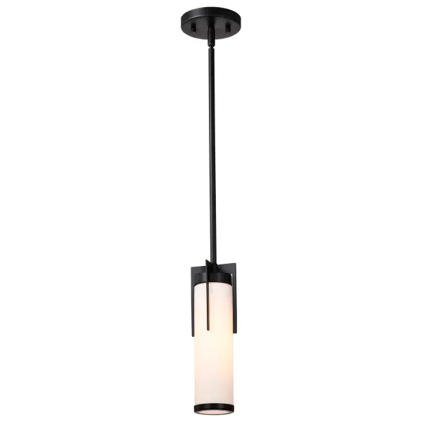Roselle Mini Pendant - Matte Black with White Glass - Image 4