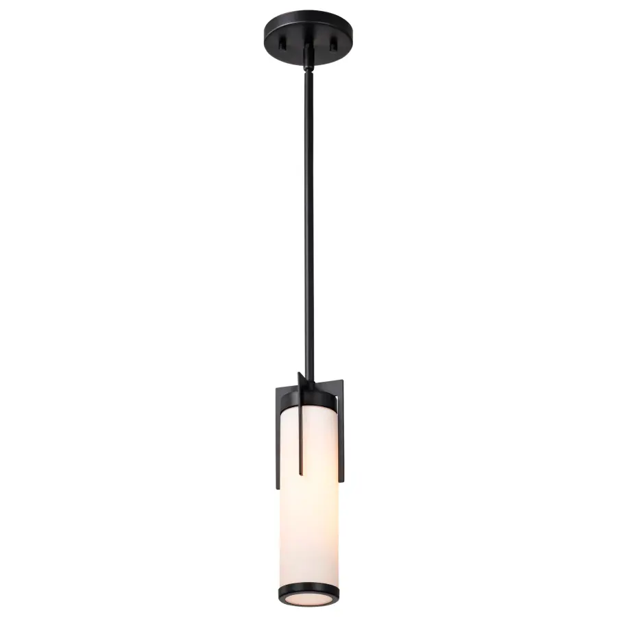 Roselle Mini Pendant - Matte Black with White Glass - Image 6