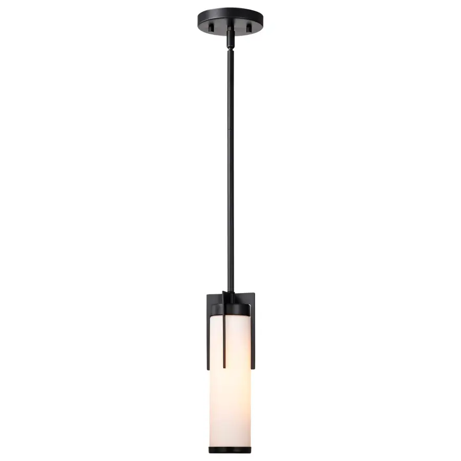 Roselle Mini Pendant - Matte Black with White Glass - Image 8