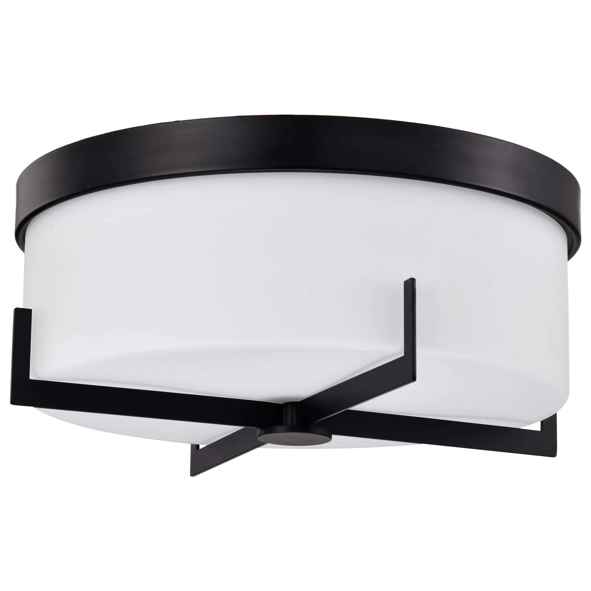 Roselle 15" Flush Mount in Matte Black with White Glass