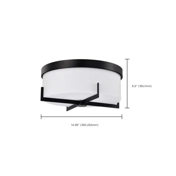 Roselle 15" Flush Mount in Matte Black with White Glass - Image 17