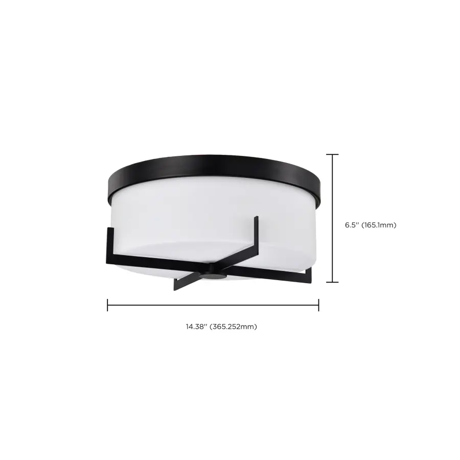 Roselle 15" Flush Mount in Matte Black with White Glass - Image 17