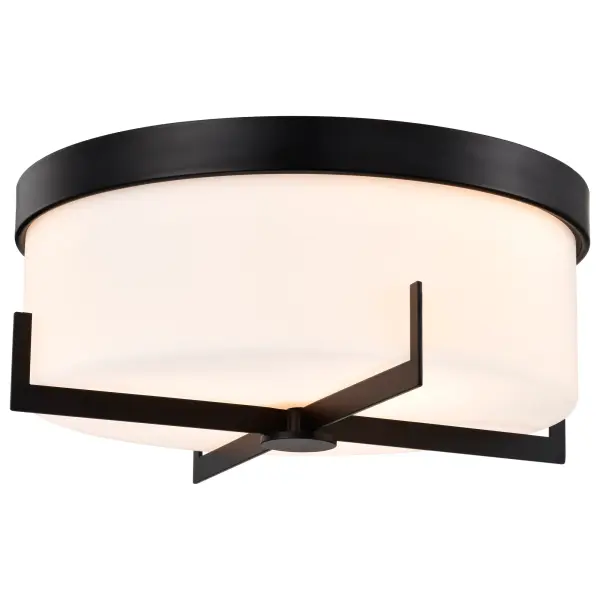 Roselle 15" Flush Mount in Matte Black with White Glass - Image 4