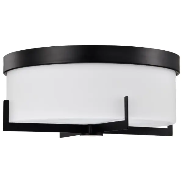 Roselle 15" Flush Mount in Matte Black with White Glass - Image 5