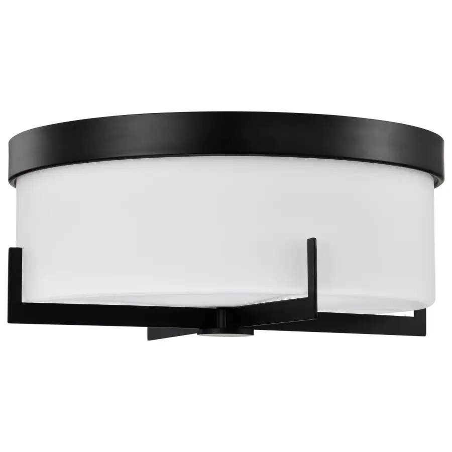 Roselle 15" Flush Mount in Matte Black with White Glass - Image 5