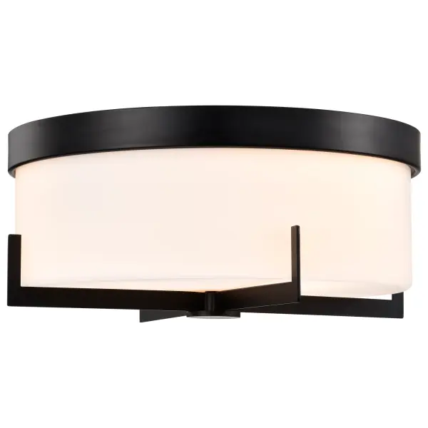 Roselle 15" Flush Mount in Matte Black with White Glass - Image 6