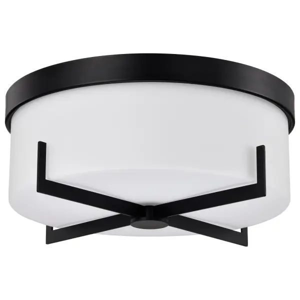 Roselle 15" Flush Mount in Matte Black with White Glass - Image 7