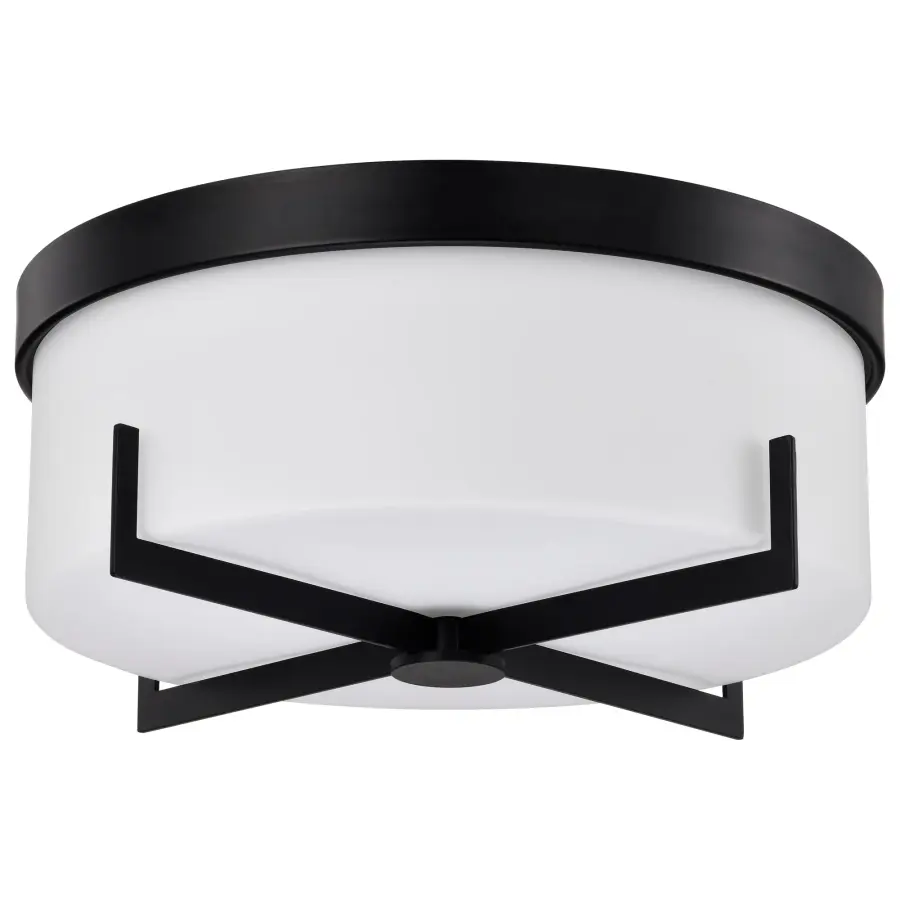 Roselle 15" Flush Mount in Matte Black with White Glass - Image 7
