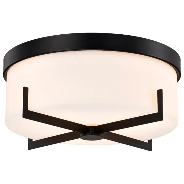 Roselle 15" Flush Mount in Matte Black with White Glass - Image 8