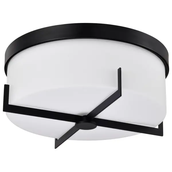 Roselle 15" Flush Mount in Matte Black with White Glass - Image 9