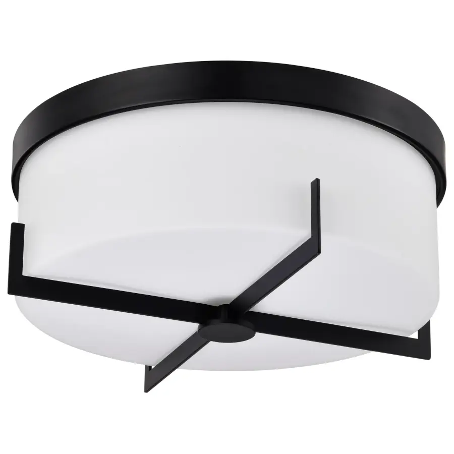 Roselle 15" Flush Mount in Matte Black with White Glass - Image 9