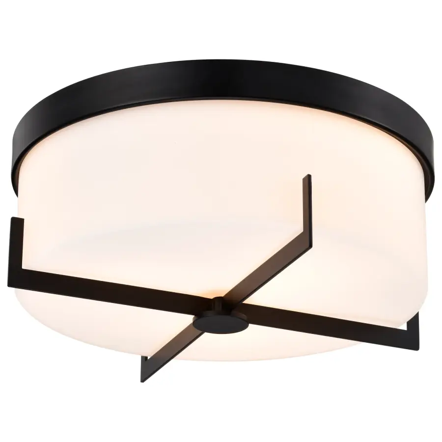 Roselle 15" Flush Mount in Matte Black with White Glass - Image 10