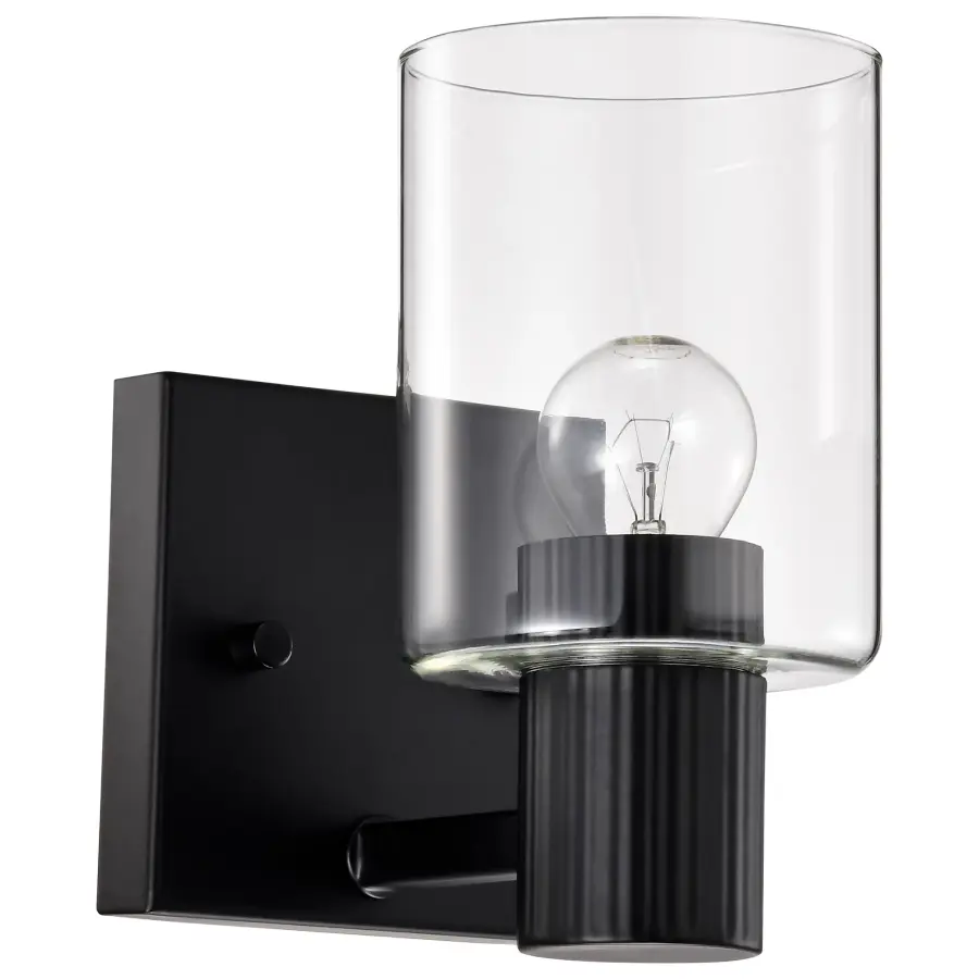 Clarksville 1-Light Vanity in Matte Black with Clear Glass - Image 1