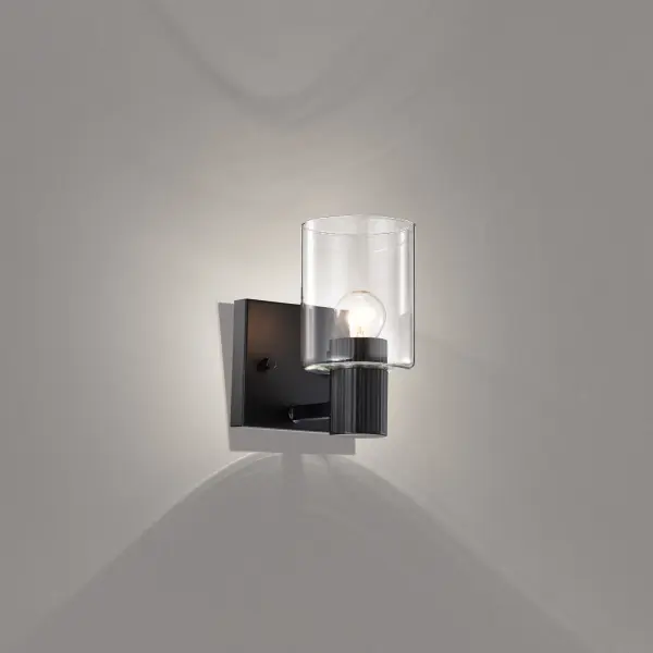 Clarksville 1-Light Vanity in Matte Black with Clear Glass - Image 3