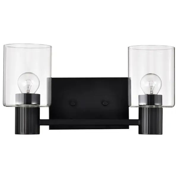 Clarksville 2-Light Vanity in Matte Black with Clear Glass - Image 11