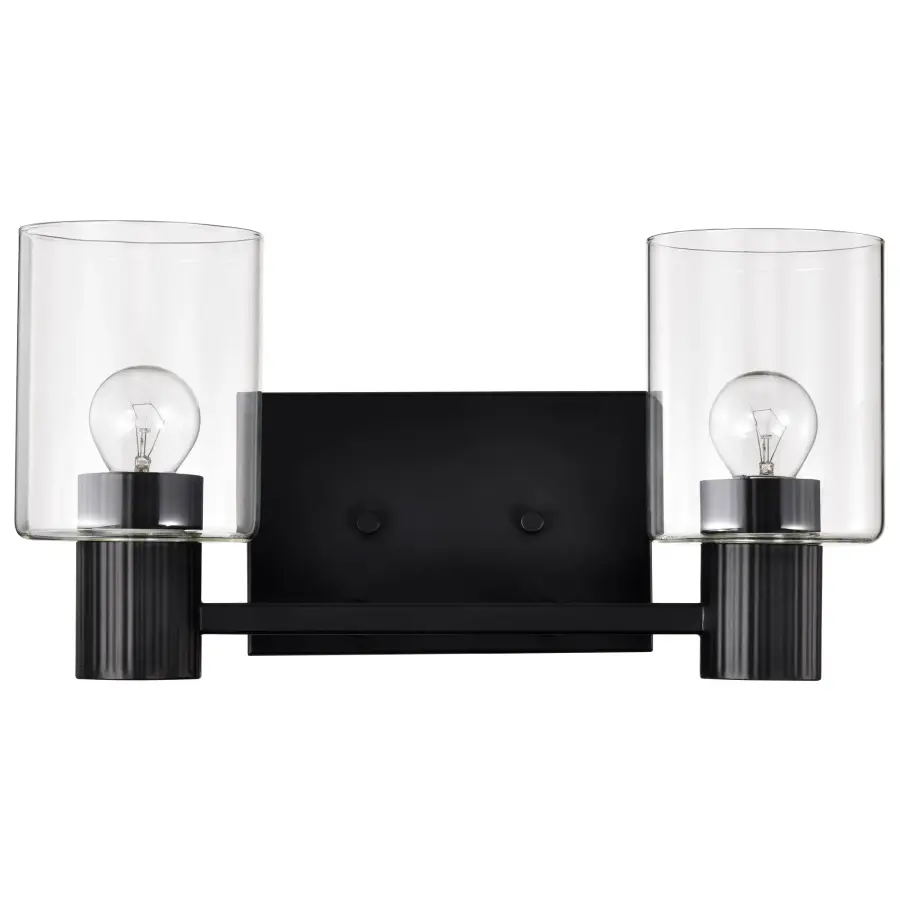 Clarksville 2-Light Vanity in Matte Black with Clear Glass - Image 11