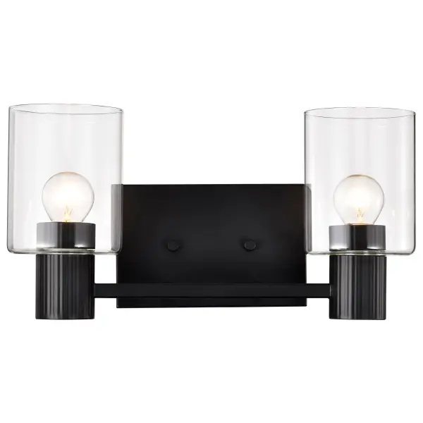 Clarksville 2-Light Vanity in Matte Black with Clear Glass - Image 12