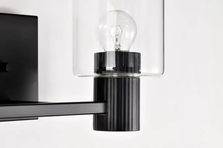 Clarksville 2-Light Vanity in Matte Black with Clear Glass - Image 13