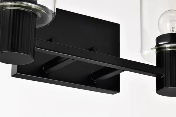 Clarksville 2-Light Vanity in Matte Black with Clear Glass - Image 14