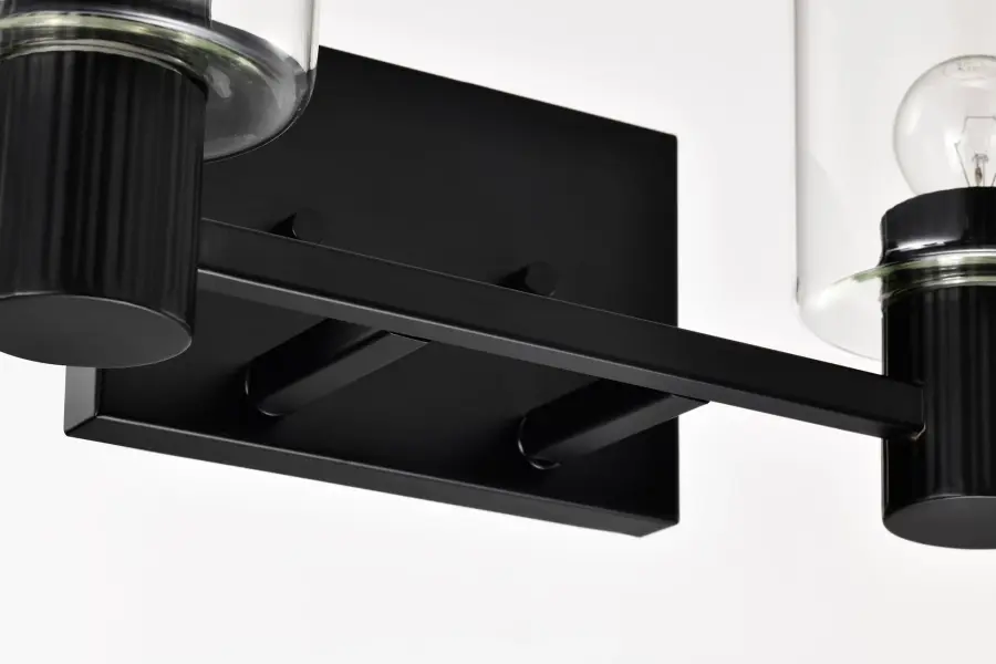 Clarksville 2-Light Vanity in Matte Black with Clear Glass - Image 14
