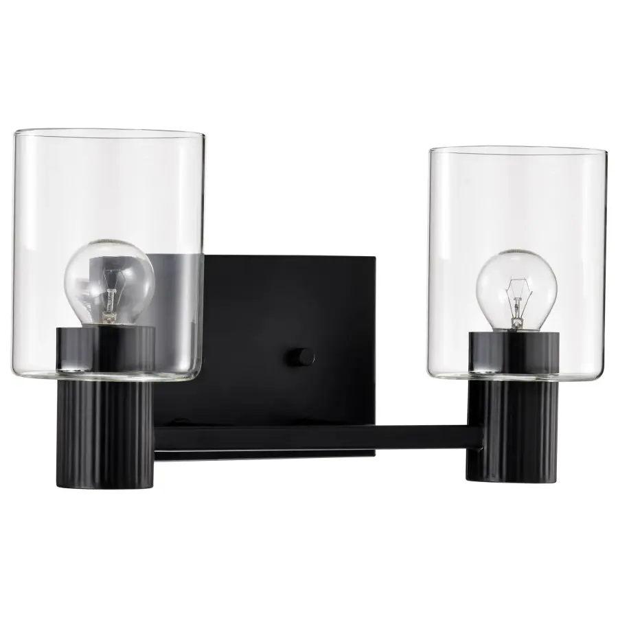 Clarksville 2-Light Vanity in Matte Black with Clear Glass - Image 5