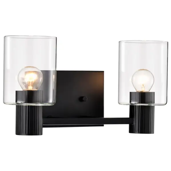 Clarksville 2-Light Vanity in Matte Black with Clear Glass - Image 6