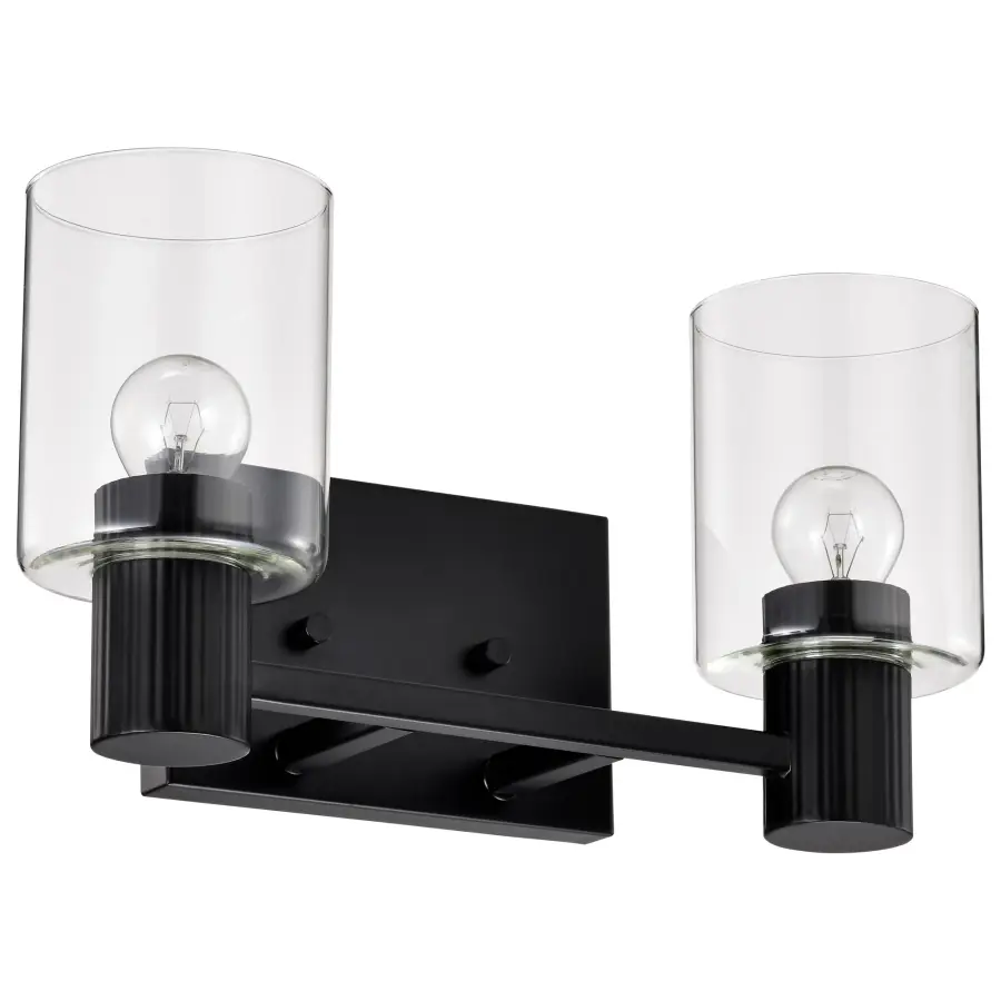 Clarksville 2-Light Vanity in Matte Black with Clear Glass - Image 7