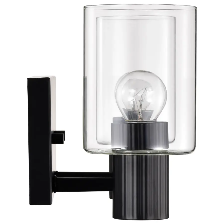 Clarksville 2-Light Vanity in Matte Black with Clear Glass - Image 9